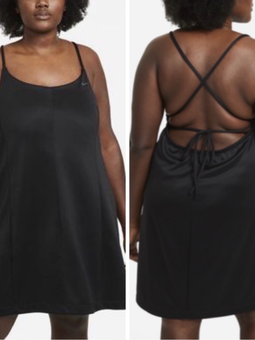 Nike Sportswear Icon Clash Black Strappy Mini Dress with Open Tie Back